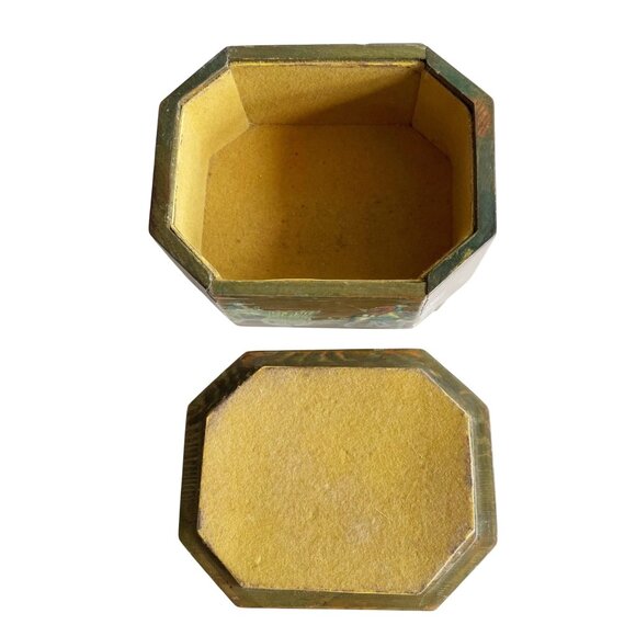 Vintage 70’s Wooden Jewelry Keepsake Tea Caddy Storage Box Decoupage Handmade - Picture 6 of 11